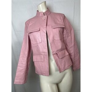 Vintage Leather Womens Jacket Metrostyle Pink Spring 90s Y2K Size 10